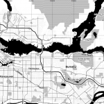 "Toner" map of Greater Vancouver rendered by Stamen Designs using OpenStreetMap data.